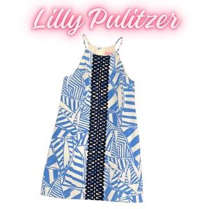 Lilly Pulitzer Annabelle Bay Blue Yacht Sea Rope Lace Shift Dress